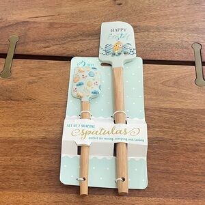 Happy Easter Silicone Spatula Set - Mint & Pastel Egg Design. NEW in packaging.